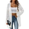 LIUYUYOUGO Cardigan Donna Giacca da Donna in Maglia Cardigan Estivo Leggero Cardigans A Maniche Lunghe Kimono Traforato Copricostume Oversize per La Spiaggia per Tutti I Giorni Bianco Taglia Unica A