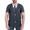 COSAVOROCK T-Shirt da Uomo a Righe con Smoking Blu violaceo 3XL