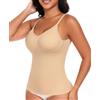 YARRCO Canotta modellante senza cuciture da donna per controllo della pancia, canotta a compressione con reggiseno integrato imbottito con spalline regolabili scollo a V dimagrante senza maniche canottiera
