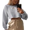 ORANDESIGNE Felpa Corte con Cappuccio con Stampa da Donna Ragazza Sweatshirt Manica Lunga Y2K E-Girl Pullover Casual Harajuku Streetwear Crop Top T-Shirt Sportiva A Grigio XS
