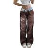 ticticlily Pantaloni Jeans Donna Larghi a Vita Alta Gamba Dritta Y2K Vintage Jeans Elastico Lavati Pantaloni Denim a Matita Casuale Harajuku Hip Hop Streetwear Pantalone Cargo Svasato con Tasche