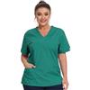 JONATHAN UNIFORM Camice Medico Donna 3 Tasche Casacca Sanitaria Manica Corta Scollo V, Divisa OSS per Infermiere Dentista Clinica Dentale (Verde, M)