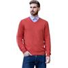 Marenza Scollo V Uomo Manica Lunga Misto Cashmere Seta Made in Italy (L, Mattone)