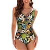 WIN.MAX Costumi da Bagno Interi per Donna Scollo a V Costume Intero Donna con Controllo della Pancia Monokini con arricciature, per Coppe da D a G