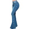 ORANDESIGNE Donna Jeans Svasati Pantaloni a Vita Alta con Fondo a Campana Svasati Casual da Donna Jeans Skinny in Denim con Fondo Largo Y2K Streetwear D Blu 3XL