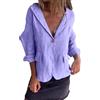 shownicer Donna Solido Open Front Manica Lunga Tuta Blazer Button Lino Capispalla Cappotto Lungo Donne in Cotone e Lino Cappotti Outwear Casual Blazer A Viola L