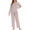 LUBOT Pigiama Donna in Cotone Leggero Estivo 100% Tessuto - Completo 2 Pezzi Maniche Corta e Lunga con Bottoni, Anti-Sgualcitura & Traspirante, per Notte e Casa
