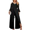 shownicer Tuta da Donna Manica Singola Stampa Tuta a Vita Alta Casual Elegante Tutine Lunghi Intere Pantaloni a Gamba Larga Jumpsuits Rompers Overalls H Nero L