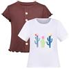 Sunny Fashion Ragazze Top Corto 2 pacchi Maglia a Costine di Base Manica Corta Palestra Traspirante Elastico 4-5 Anni