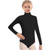 DANSHOW Body da danza classica per ragazze, a maniche lunghe, nero, body da ginnastica