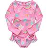 Aisyee Costume da bagno per bambina, a maniche lunghe, per bambini, tinta unita, con volant, costume da bagno per bambini, 6 mesi, 4 anni, Sirenetta rosa, 3-4 Anni