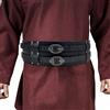 Generisch Cintura larga da uomo vichingo, in similpelle medievale, cintura per armature, corsetto, Halloween, costume medievale, in pelle PU, anello retrò rinascimentale, cintura doppia cintura in pelle, O nero