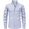 EQWIGKEIT Camicia da uomo casual, da lavoro, a quadri, per festival, a quadretti, a maniche lunghe, Oktoberfest, colletto Kent, bottone, vestibilità normale, per il tempo libero, Azzurro, XXL