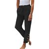 shownicer Pantaloni Donna Estivi Casual Cotone e Lino Lunghi Pantaloni Larghi con Gamba Dritta Elastica con Coulisse Elegante Tinta Unita Pants Pantaloni da Spiaggia con Tasche B Nero XS