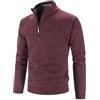 Oanviso Maglione Lavorato a Maglia da Uomo Mezza Zip Felpa Top Maglione da Lavoro Stand Collar Pullover di Transizione Classico Colore Solido Inverno Maglione Caldo B Claretto L