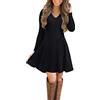 ORANDESIGNE Vestito Casual Donna Invernale in Maglione Abito Vita Alta Elegante in Girocollo di Orlo Svasato Abito a Trapezio Caldo M Nero 40