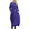 Onsoyours Abito Casual a Maniche Lunghe Autunno Invernale Maglione Vestito Maglieria Maxi Abito Vestito Lungo Knit Pullover Tinta Unita da Donna con Tasche Viola XXL