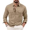 seiveini Camicia Safari Uomo Maniche Lunghe Camicie Sportiva Outdoor Leggero e Traspirante con Bottone e Tasche per Tempo Libero, Pesca, all'aperto, Escursioni