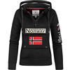 Geographical Norway Gymclass Lady - Felpa Donna Zip Hoodie Tasche - Pile Donna Maglione Manica Lunga Giacca Cappuccio - Abito Ideale Primavera Estate Autunno Inverno Stagione (Nero L)