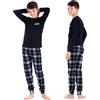 LOREZA ® Pigiama Bambino Caldo a Maniche Lunghe 100% Cotone Interlock a Quadri