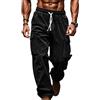 Oanviso Pantaloni in Velluto a Coste da Uomo Baggy Cargo Pantalonis della Tuta Casual Elasticizzati in Vita Dritti Sport Pants da Corsa A Nero XXL