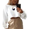 ORANDESIGNE Felpa Corte con Cappuccio con Stampa da Donna Ragazza Sweatshirt Manica Lunga Y2K E-Girl Pullover Casual Harajuku Streetwear Crop Top T-Shirt Sportiva B Bianco S