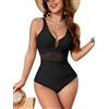 SHEKINI Scollo Profondo Costume da Bagno Intero da Donna Rete Costumi Intero Donna