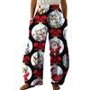 Onsoyours Pantaloni Natalizi da Donna Hip Hop Jogger Oversize Hippie Pantaloni da Jogging Vita Alta Gamba Larga Pantaloni con Tasche Donne Larghi Pantaloni Natale 32 XL