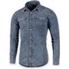 SEVEN EAGLE Camicia Denim da Uomo a Maniche Lunghe con Doppia Tasca con Bottoni Automatici (XL, Indigo Vintage)