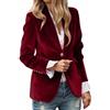 Generisch Blazer, giacca da donna in velluto, tinta unita, da lavoro, con bottoni, elegante, colletto rovesciato, giacca invernale