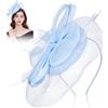 Healeved Accessori per capelli da sposa in rete con piume, cappello e copricapo in lino (azzurro), fascia in rete, copricapo da donna, copricapo da sposa, fascinator per donne