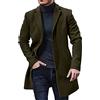 sutelang lurryly Cappotto da uomo in lana invernale, caldo, con risvolto a bottoni, stile vintage, addensare con rivestimento lungo, tinta unita, elegante, sottile, in lana, a maniche lunghe, colore: