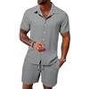seiveini Tuta Estivo Uomo Sportiva 2 Pezzi Polo + Pantaloncini Tuta Estiva Maniche Corte con Bottoni Completa Tute Sportive Set Estate per Jogging Corso Palestra Completo Casual A Grigio S
