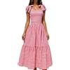 Generic Costume da bagno intero da donna a 2 pezzi a righe con gonna, papillon sulle spalle e maxi gonna a balze, costume da bagno a righe rosse bianche per vacanze al mare