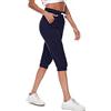 Ietaoo Pantaloni Tuta Donna 3/4 100% Cotone Pinocchietto Capri Estivi Leggeri Comodi Traspiranti Elastico con Tasche Fitness Blu Navy M