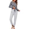 Litherday Pigiama Donna Invernale Cotone Lungo Pantaloni Fantasia per Casa | Completo notte donna a manica lunga con tasche laterali e tessuto morbido per dormire e rilassarsi in casa