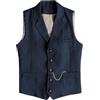 Tuikayoo, gilet da uomo western, in tweed a spina di pesce, in lana, vestibilità slim, Blu marino, L