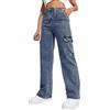 ticticlily Pantaloni Jeans Donna Vita Alta Larghi Pantaloni Denim Stretch Elastico Gamba Dritta Lavaggio Casuale Y2K Harajuku 90s Pantaloni 90s E-Girls Hiphop Pants