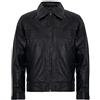 Infinity Leather Giacca da Uomo Harrington con Collo Classico in Vera Pelle Morbida Nera M