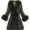 Generic Cappotto in pile da donna lungo, taglie grandi, cappotto di transizione con colletto in pelliccia sintetica, scollo a V, giacca in stile teddy, patchwork, giacca in pelliccia sintetica, giacca
