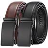 SENDEFN Cintura da Uomo, Cintura da Uomo 2 Pezzi, Cintura a Cricchetto Fibbia Automatica Cintura in Pelle per Uomo Regolabile 35 mm di Larghezza con Confezione Regalo