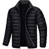 Generic Piumino da uomo leggero con cappuccio isolante cappotto invernale antivento cerniera piumino giacche per uomo The