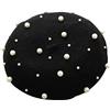 Ayuduots Cappello Basco con Strass di Perle francesi, Elegante Berretto in Tinta Unita, Berretto Piatto retrò da Artista Autunnale Invernale per Donna