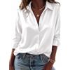 Zeagoo Camicia da Donna in Raso Maniche Lunghe Elegante Blusa da Lavoro | Camicetta in Seta, Scollo a V Blusa con Bottoni , Maglietta Basic in Raso, per Business Ufficio Feste