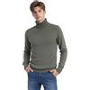 Marenza Maglia Collo Alto Uomo Misto Cashmere Made In Italy Maglione Dolcevita Manica Lunga Cachemire Doppio Filo Autunno Inverno Pullover Nero Beige Bianco Grigio Ragazzo Polo Invernale (Verde Scuro, L)