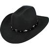 INOGIH Cappello da Cowboy per Uomini e Donne con Chiusura a Strappo, Cappello da Cowboy in Feltro per Adulti Unisex, Nero, M