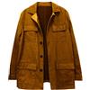 Generisch Trench Coat - Giacca corta da uomo, a maniche lunghe, con bottoni e molte tasche, stile vintage, slim fit, cappotto di lana, cardigan, elegante, softshell, stile inglese, per l'autunno, marrone, 3XL