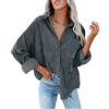 Uwdiohq Outlet Offerte Oggi Camicia da Donna Abbottonata in Velluto A Coste Camicette Oversize Top Manica Lunga Casual Giacca Calda con Tasche Camicia Scollata Blusa per Matrimonio Ca Big Deal Days