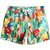 maamgic Costume da Bagno Pantaloncini da Bagno Estivi per Ragazzini Bambini Foderate in Rete Asciugatura Rapida Multi Colori, Fiori Colorati su Verde, 14-16 Anni