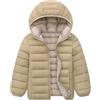 Generisch Cappotto da sci per bambini, giacca invernale per ragazze, ragazzi, casual, con cappuccio, per bambini, antivento, caldo, giacca da 18 pantaloni, cachi, 7-8 Anni